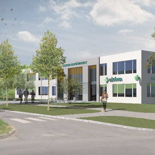 Sadové úpravy a vizualizace interiéru, Centrum zdraví Milovice