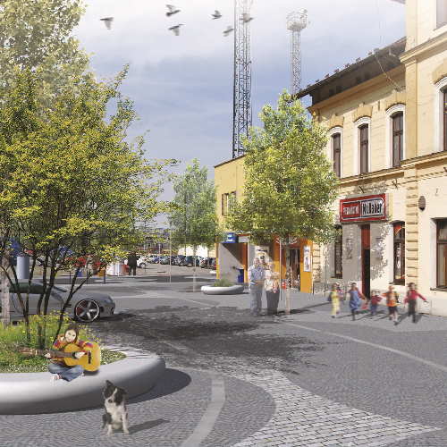 Úprava parteru u vlakového nádraží